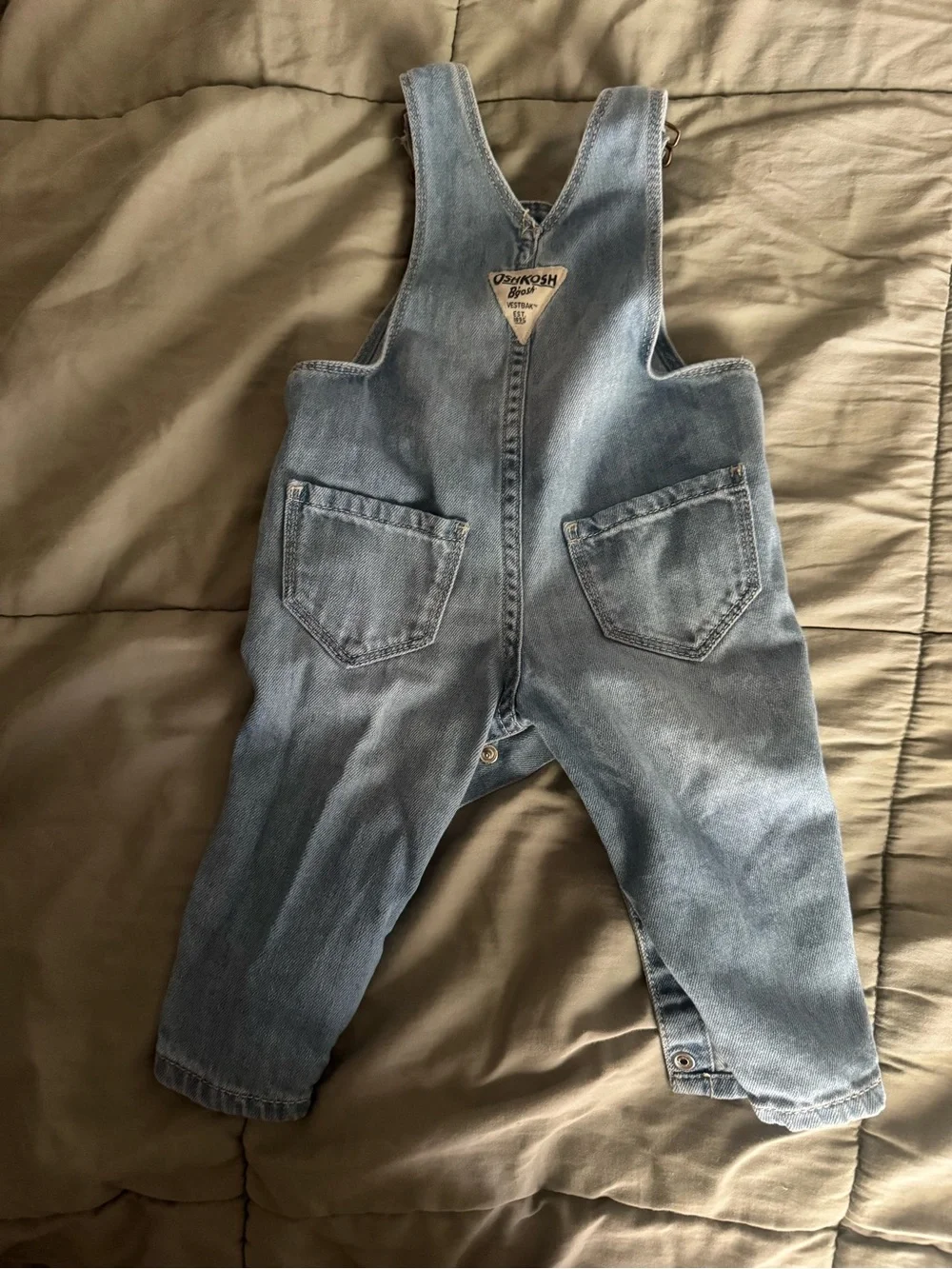 OshKosh B'gosh Light Wash Denim Overalls with Embroidered Flowers